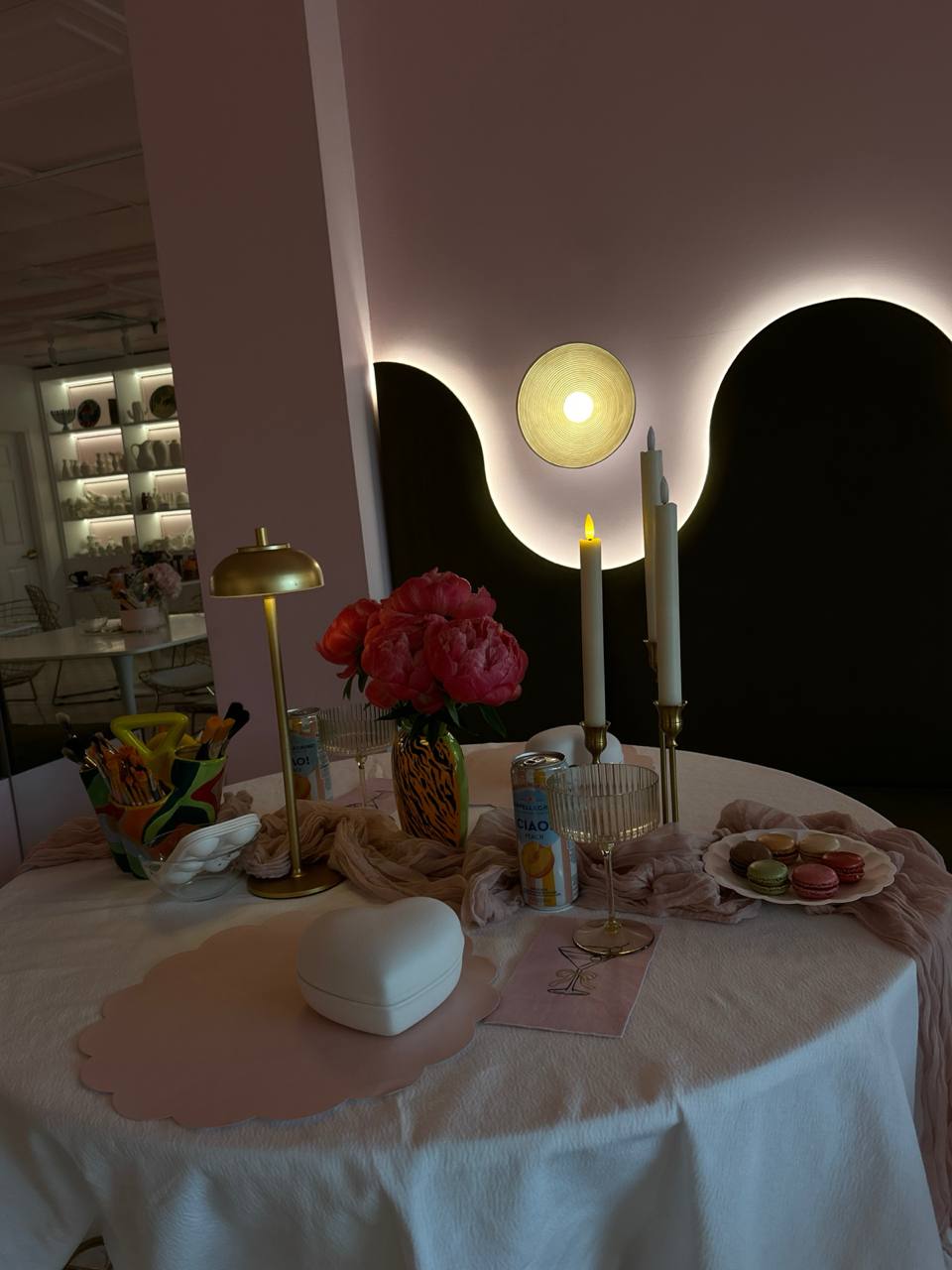 Candlelit table for two at Color Time
